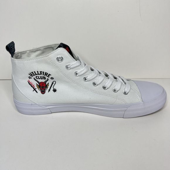 Stranger Things Hellfire Club Mens US 10 Akedo White High Top Shoes Sneakers NEW - Picture 4 of 8